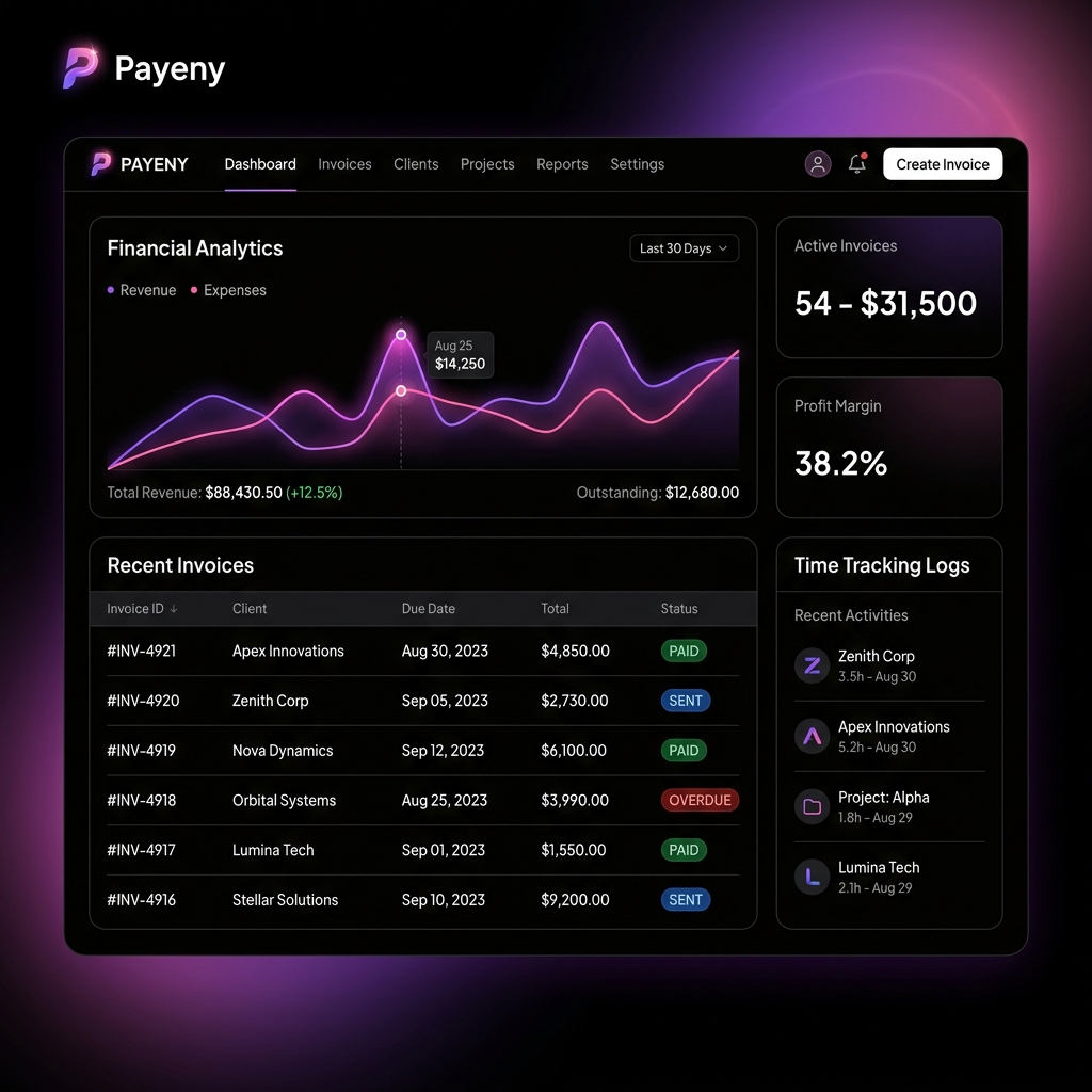 Payeny Invoicing & Subscription Dashboard